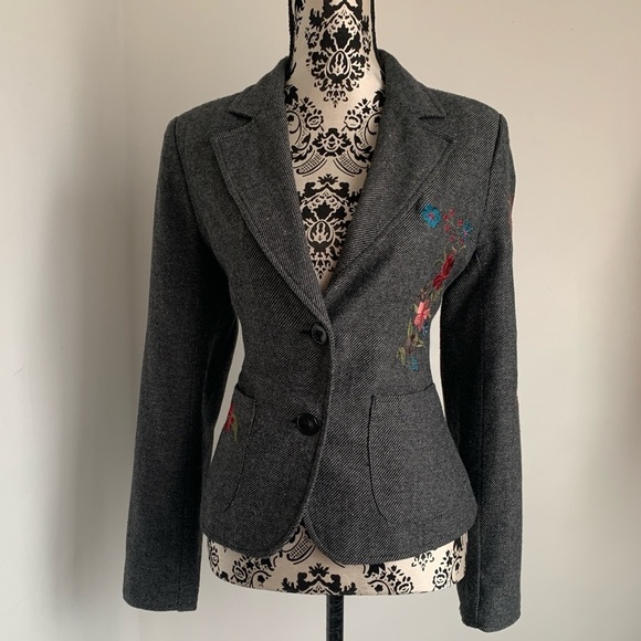 Vintage 90s Y2K Embroidered Blazer - Picture 1 of 13